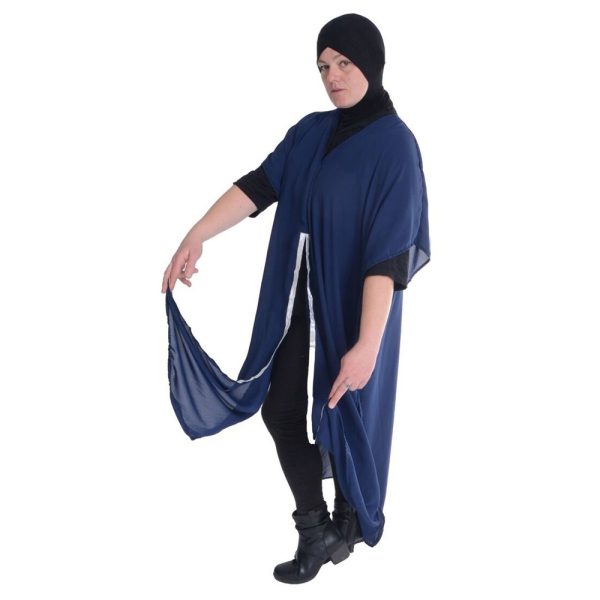 Women Navy Blue Chiffon Loose Coat