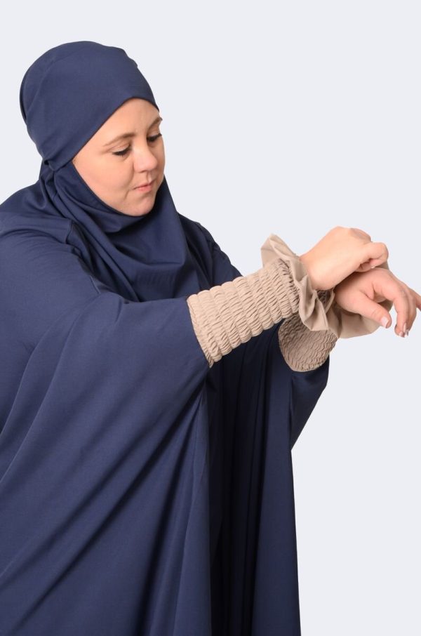 Navy Blue with Stone Sleeves Jilbaab - Image 2