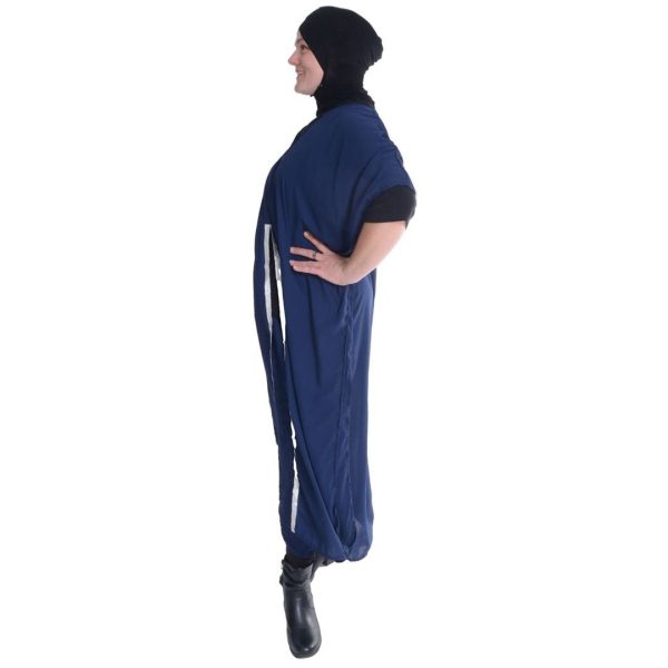 Women Navy Blue Chiffon Loose Coat - Image 3