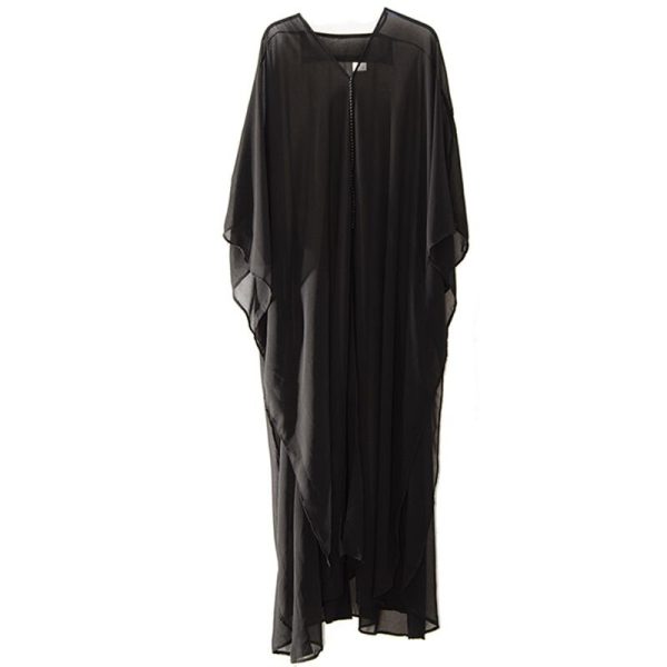 Women Black Chiffon Loose Coat - Image 2