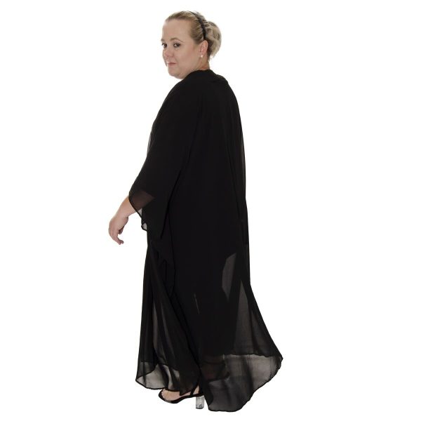 Women Black Chiffon Loose Coat - Image 3