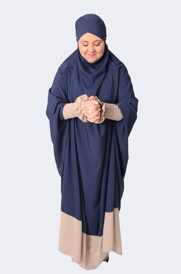 Navy Blue with Stone Sleeves Jilbaab - Image 3